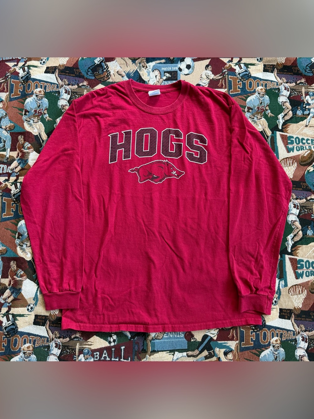 Men’s Gildan University of Arkansas Razorbacks Red Long Sleeve Shirt
